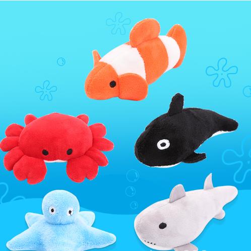 Pet Supplies Cat Toys Ocean Series Catnip Plush Crab Fish Biting Grinding Claws Self-Happy