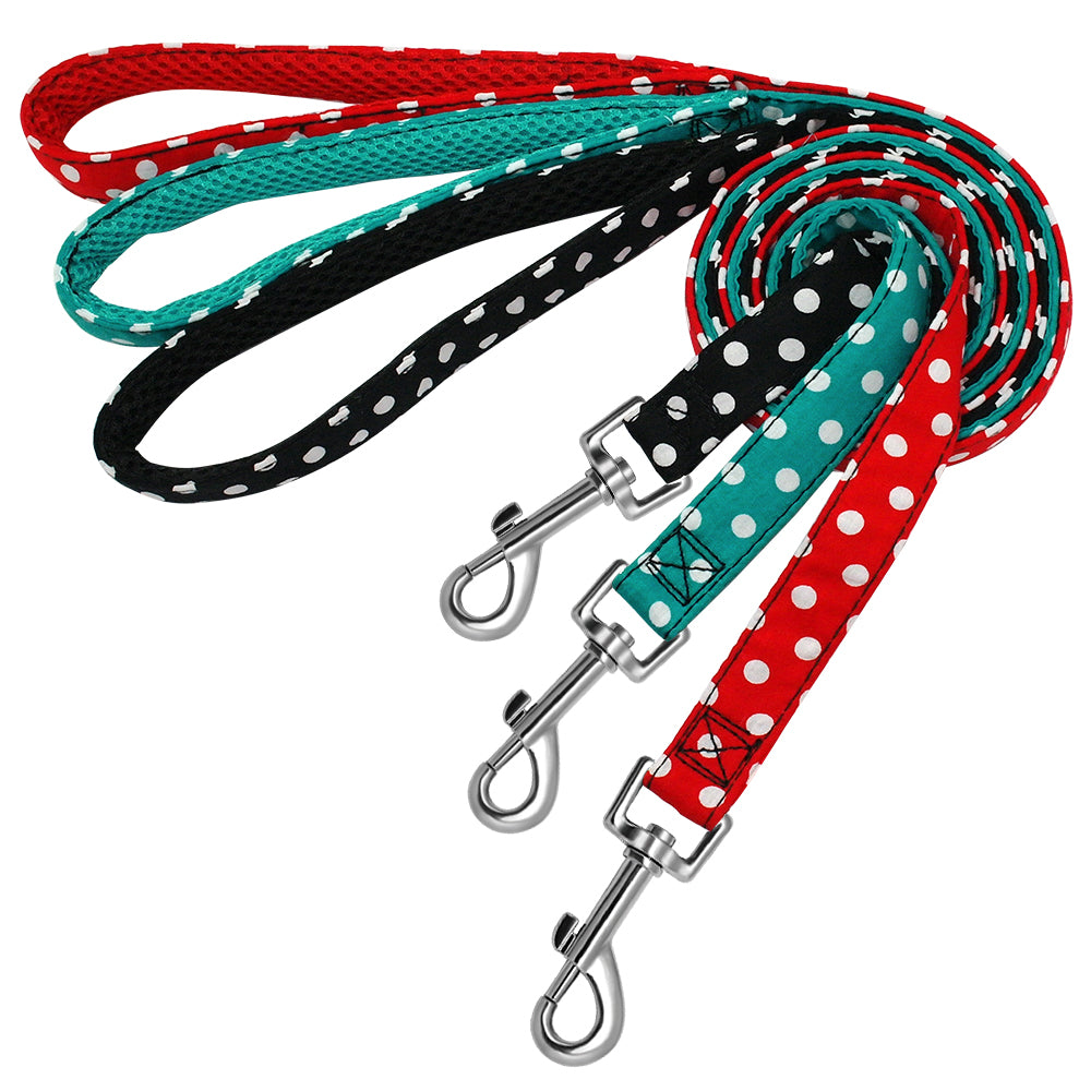 4ft Walking Dog Leash for Small Medium Dogs Cats Soft Nylon Polka Dot Pet Lead Pitbull Outdoor Running Training Rope Duarable